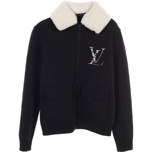 Louis Vuitton Pre-Owned - giacca in maglia con scollo in shearling anni 2010 - uomo - lana - xs - nero