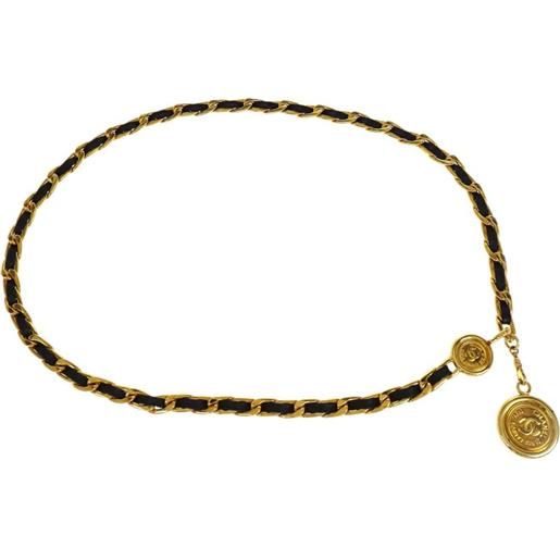 CHANEL Pre-Owned - cintura a catena medallion 1996 - donna - pelle/ottone placcato in oro - taglia unica