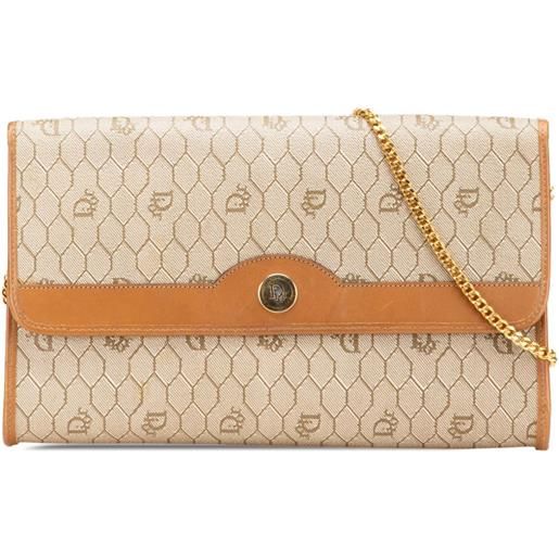 Christian Dior Pre-Owned - borsa a spalla in tela cerata con catena e motivo a nido d'ape xx secolo - donna - tessuto - taglia unica - marrone