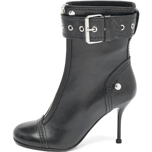 Alexander McQueen Pre-Owned - stivali biker 125mm 2023 - donna - gomma/pelle/pelle/pelle - 38 - nero