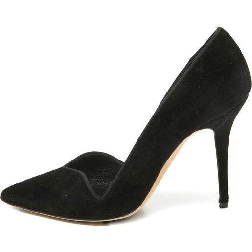 Manolo Blahnik - pumps a punta in velluto 100mm - donna - pelle di vitello/pelle di vitello/velluto - 36.5 - nero