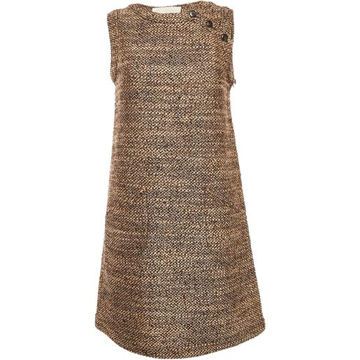 Valentino Garavani Pre-Owned - abito corto smanicato - donna - mohair/poliammide/lana vergine - m - marrone