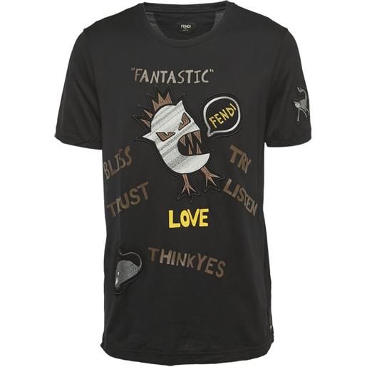 Fendi Pre-Owned - t-shirt con motivo patchwork - uomo - cotone - xxl - nero