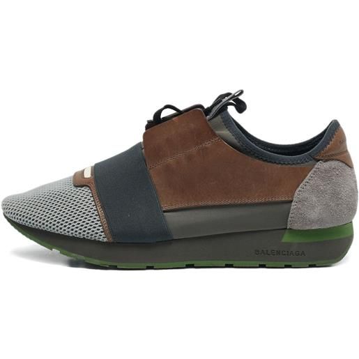 Balenciaga Pre-Owned - sneakers race runner - uomo - pelle/rete (mesh)/neoprene/gomma/tessuto - 43 - grigio