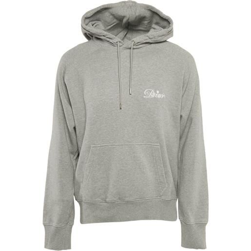 Christian Dior Pre-Owned - felpa con cappuccio e logo - uomo - poliestere/cotone/viscosa - xxl - grigio