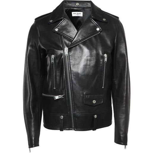 Saint Laurent Pre-Owned - giacca con zip - uomo - pelle di agnello/cupro/cotone - xl - nero