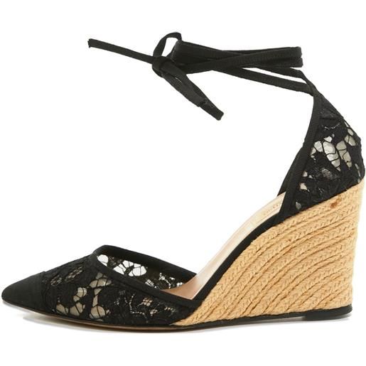 Valentino Garavani Pre-Owned - pumps con zeppa - donna - pelle di vitello/tessuto/gomma/pelle di vitello - 39 - nero