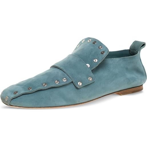 Celine Pre-Owned - mocassini con borchie - donna - pelle scamosciata/gomma/pelle/pelle - 39 - blu