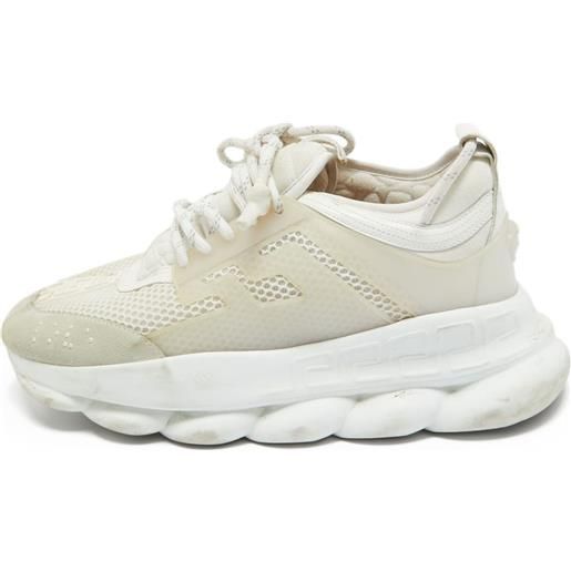 Versace Pre-Owned - sneakers chunky - uomo - pelle scamosciata/pvc/tessuto/gomma/rete (mesh) - 42 - bianco