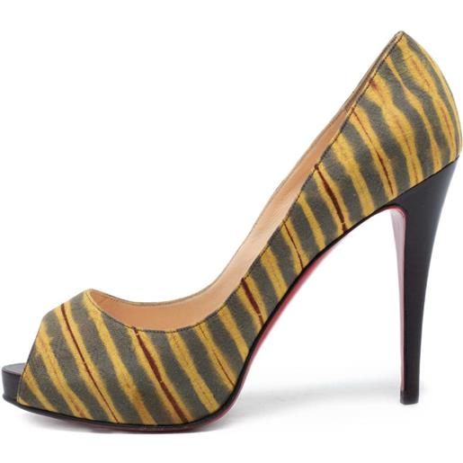 Christian Louboutin Pre-Owned - pumps in pelle con tacco 120mm - donna - tela/pelle di vitello/pelle di vitello - 41 - giallo