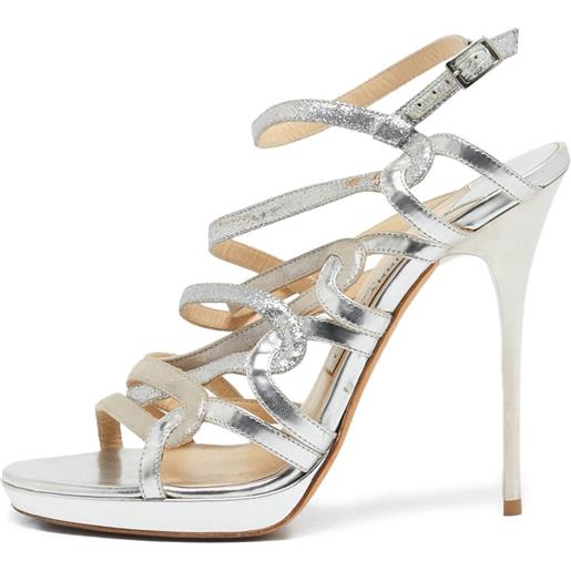 Jimmy Choo Pre-Owned - sandali in pelle 120mm - donna - pelle/pelle/pelle - 38 - argento