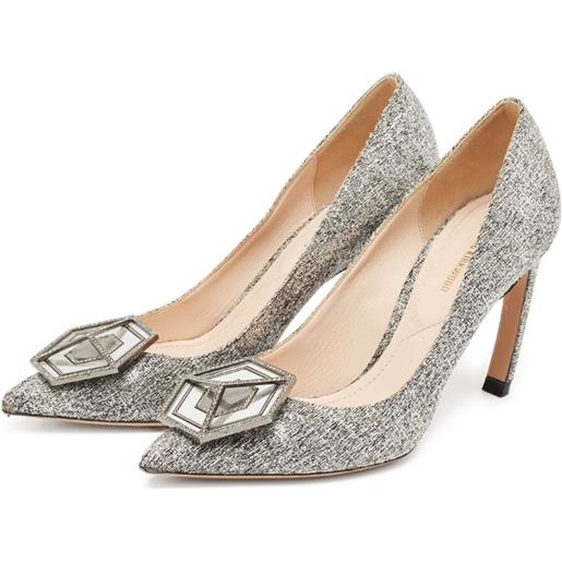 Nicholas Kirkwood - pumps a punta pre-owned 110mm - donna - pelle di vitello/pelle di vitello/tessuto - 38 - argento