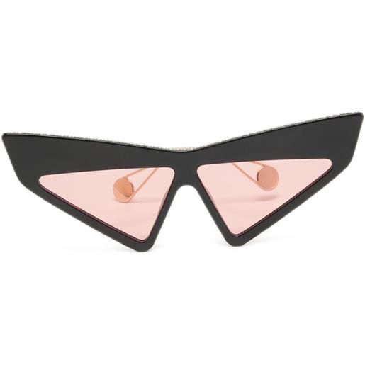 Gucci Pre-Owned - occhiali da sole cat-eye con decorazione - donna - metallo/acetato - taglia unica - nero