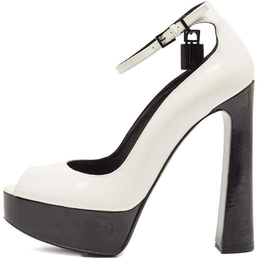 Tom Ford Vintage - pumps con lucchetto 120mm 2024 - donna - pelle lucida/pelle/pelle/gomma - 41 - bianco