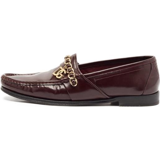 Dolce & Gabbana Pre-Owned - mocassini in pelle con catena - uomo - pelle di vitello/pelle di vitello/pelle di vitello - 42 - rosso