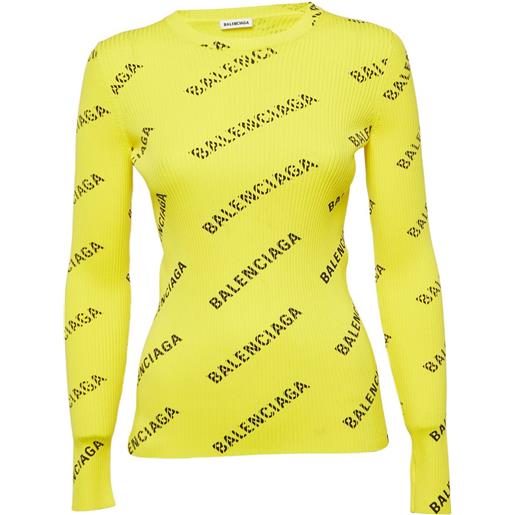 Balenciaga Pre-Owned - top a coste con logo - donna - poliammide - m - giallo