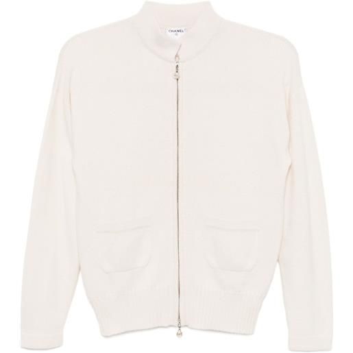 CHANEL Pre-Owned - cardigan con zip 2012-2013 - donna - cashmere - 38 - toni neutri