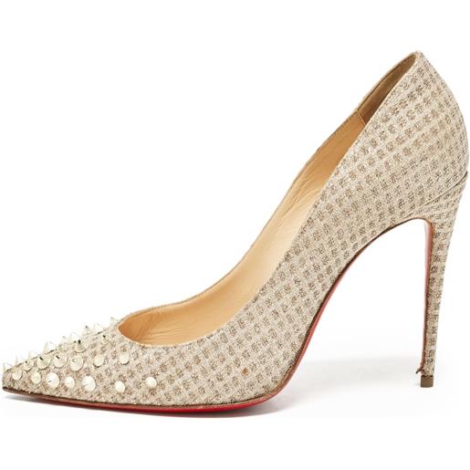 Christian Louboutin Pre-Owned - pumps con borchie - donna - pelle/lurex/pelle - 38 - toni neutri