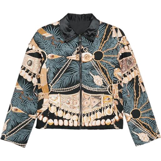 Hermès Pre-Owned - giacca reversibile anni 2000 - donna - seta/poliestere/cotone - s/m - blu