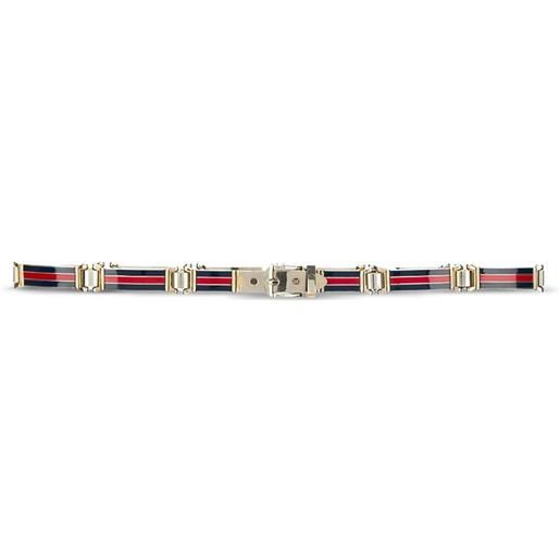 Gucci Pre-Owned - cintura con decorazione web anni '80 - donna - metallo placcato in argento/smalto - 80 - blu