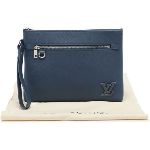 Louis Vuitton Pre-Owned - clutch in pelle - uomo - pelle di vitello/tessuto - taglia unica - blu