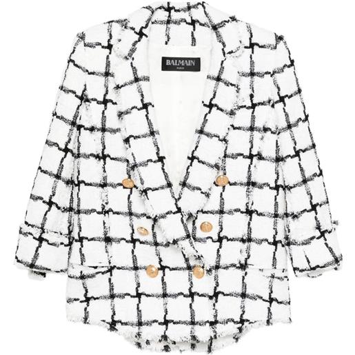 Balmain Pre-Owned - giacca a quadri anni 2010 - donna - poliammide/poliestere/cotone/acrilico/viscosa - 40 - nero