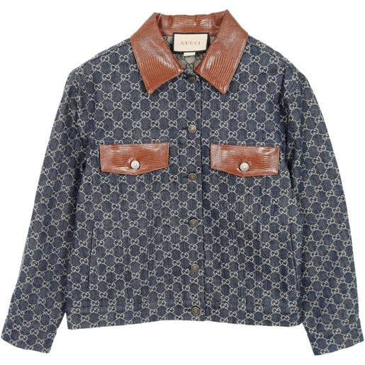 Gucci Pre-Owned - giacca denim con motivo gg 2010 - donna - cotone - 38 - blu