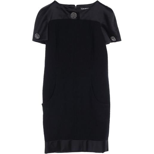 CHANEL Pre-Owned - abito in tweed a maniche corte 1986-1988 - donna - lana/seta/poliammide - 36 - nero