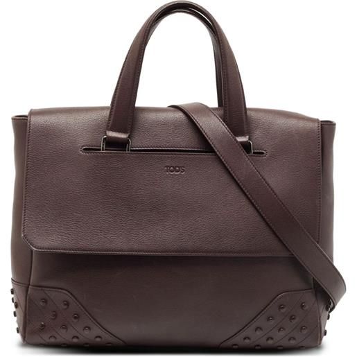 Tod's Vintage - borsa tote in pelle con borchie - uomo - pelle di vitello - taglia unica - marrone