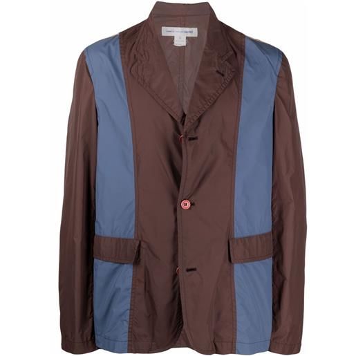 Comme Des Garçons Pre-Owned - giacca monopetto con design color-block anni '90 - uomo - nylon - xl - marrone