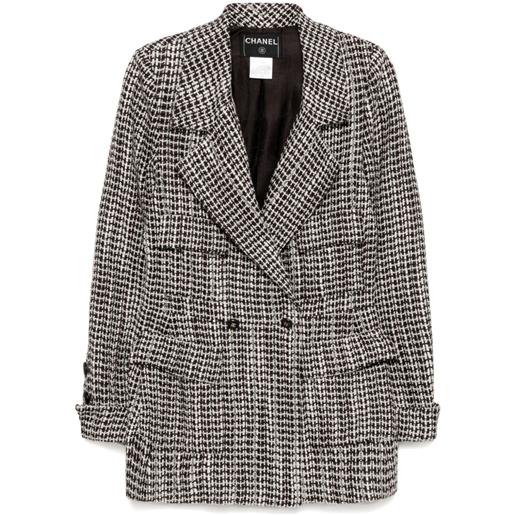 CHANEL Pre-Owned - giacca doppiopetto 2001 - donna - rayon/seta/lana/vinylon (materiale sintetico)/nylon/cotone - 40 - marrone