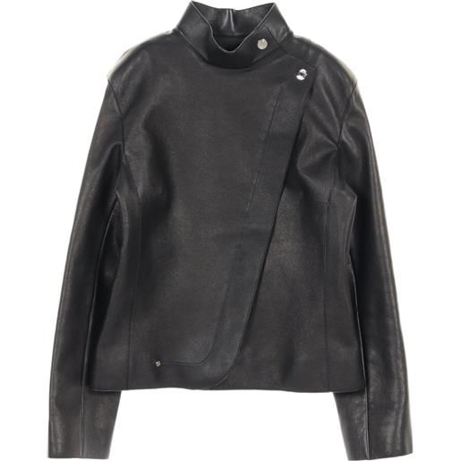 Hermès Pre-Owned - giacca in pelle anni 2010 - donna - pelle di capra/rayon/pelle di capra - 38 - nero