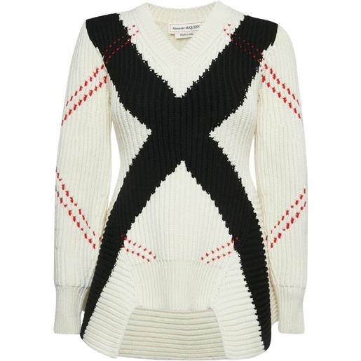 Alexander McQueen Pre-Owned - maglione a coste - donna - lana/cashmere - xxs - bianco