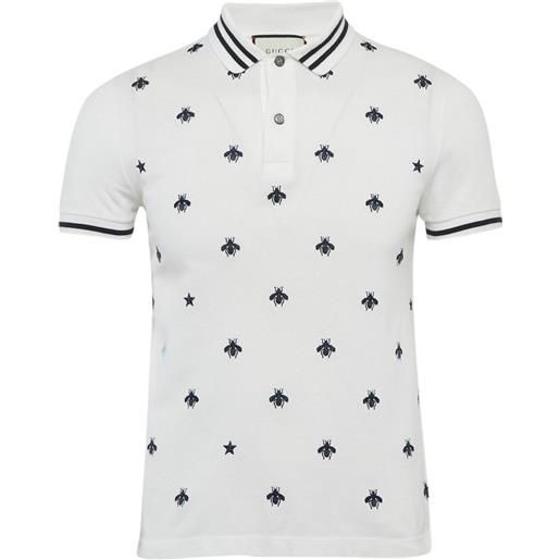 Gucci Pre-Owned - polo con stampa - uomo - cotone - xs - bianco