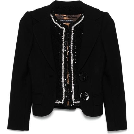 Dolce & Gabbana Pre-Owned - giacca a strati anni 2000 - donna - lana vergine/cotone/lana/cupro/spandex/elastam - 40 - nero