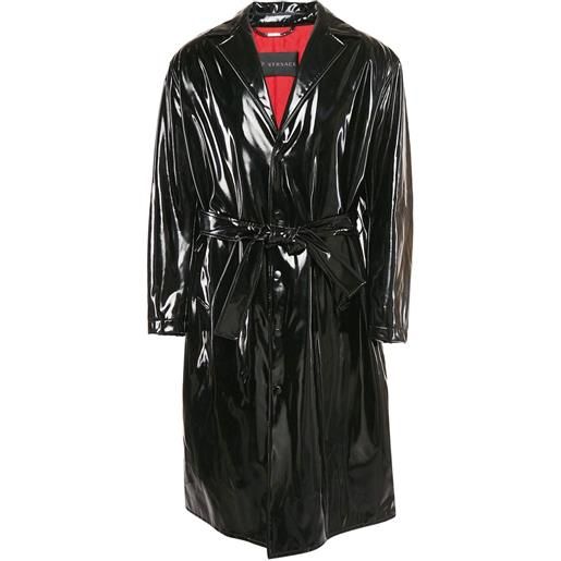 Versace Pre-Owned - giacca con cintura - uomo - cotone/poliestere - l - nero