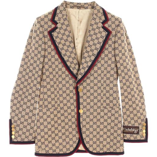 Gucci Pre-Owned - blazer eschatology gg anni 2010 - uomo - cotone - 44 - toni neutri