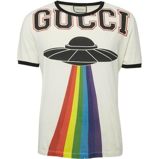 Gucci Pre-Owned - t-shirt ufo rainbow - uomo - cotone - s - bianco