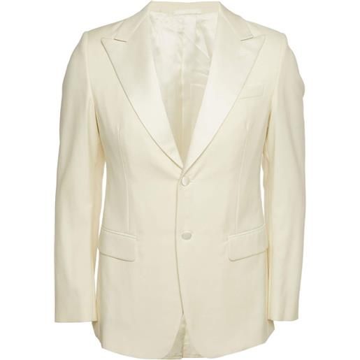 Prada Pre-Owned - blazer monopetto con bordo in raso - uomo - seta/lana/cupro - m - toni neutri