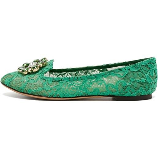 Dolce & Gabbana Pre-Owned - ballerine con pizzo - donna - rete (mesh)/tessuto/pelle/pelle - 40 - verde