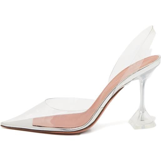 Amina Muaddi - pumps holli con cinturino posteriore 100mm pre-owned - donna - gomma/pelle/pvc/pvc - 39.5 - bianco