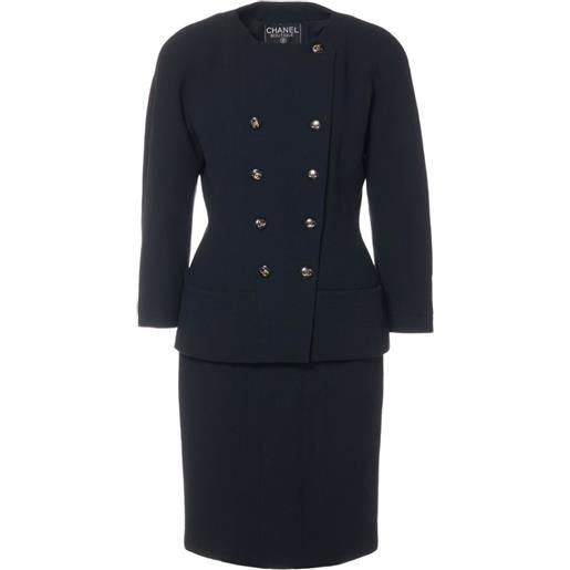 CHANEL Pre-Owned - tailleur con gonna cc anni '90 - donna - lana/seta - 40 - nero