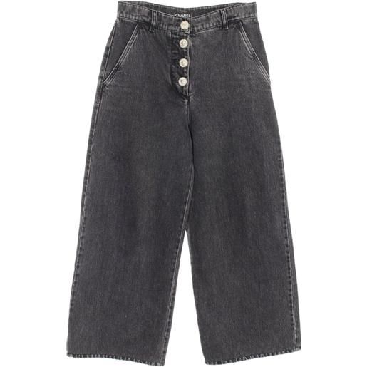 CHANEL Pre-Owned - pantaloni a gamba ampia 1986-1988 - donna - cotone - 36 - grigio