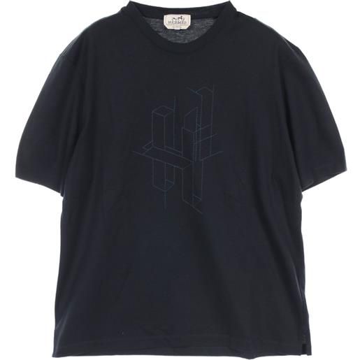 Hermès Pre-Owned - t-shirt in cotone con logo anni 2010 - uomo - cotone - l - blu