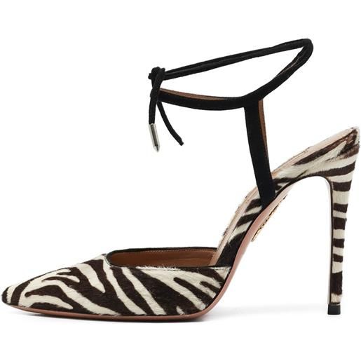Aquazzura - pumps candance con stampa zebrata 110mm - donna - cavallino/pelle/pelle - 36 - toni neutri