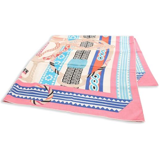 Hermès Pre-Owned - foulard carrés jean 140 fantaisie d'etriers anni 2020 - donna - seta/cashmere - taglia unica - rosa