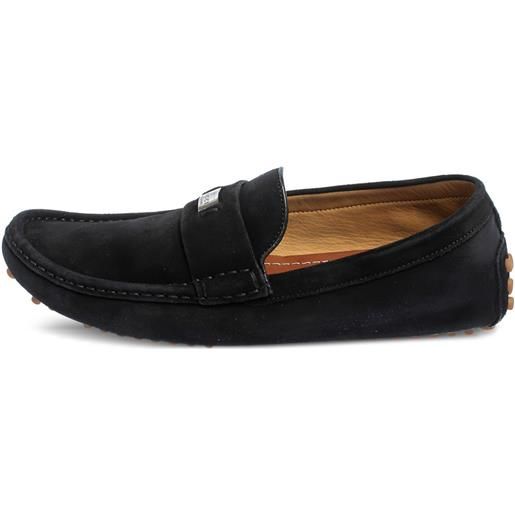 Gucci Pre-Owned - mocassini in pelle scamosciata con placca logo - uomo - gomma/pelle/pelle/pelle scamosciata - 41.5 - nero