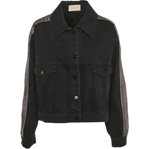 Christopher Kane - giacca denim con borchie - donna - cotone/vetro - m - nero