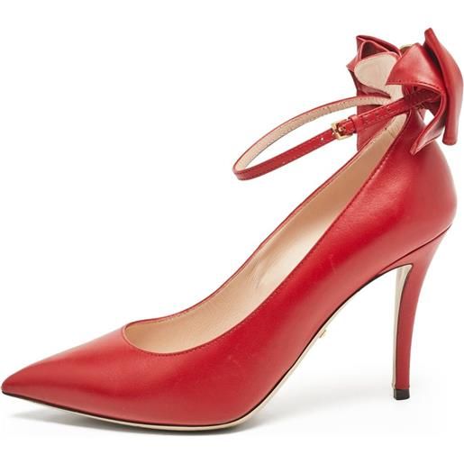 Gucci Pre-Owned - pumps con fiocco 100mm - donna - pelle di vitello/pelle di vitello/pelle di vitello - 38 - rosso