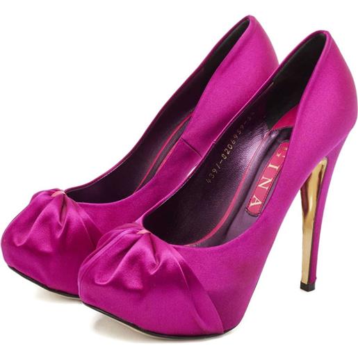 Gina - pumps con finitura satinata 125mm - donna - raso/pelle/gomma/pelle - 38.5 - viola